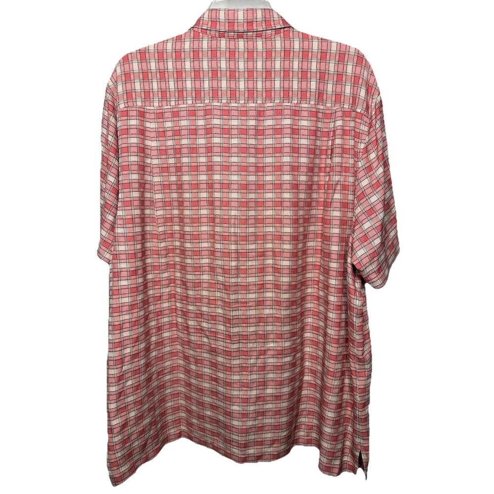 Tommy Bahama Men's XL Red White Plaid Short Sleeve Button Down 100% Silk - Picture 4 of 9
